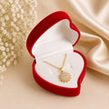 Collar Girasol Giratorio + Caja Corazón de Terciopelo